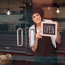 restaurant with open sign